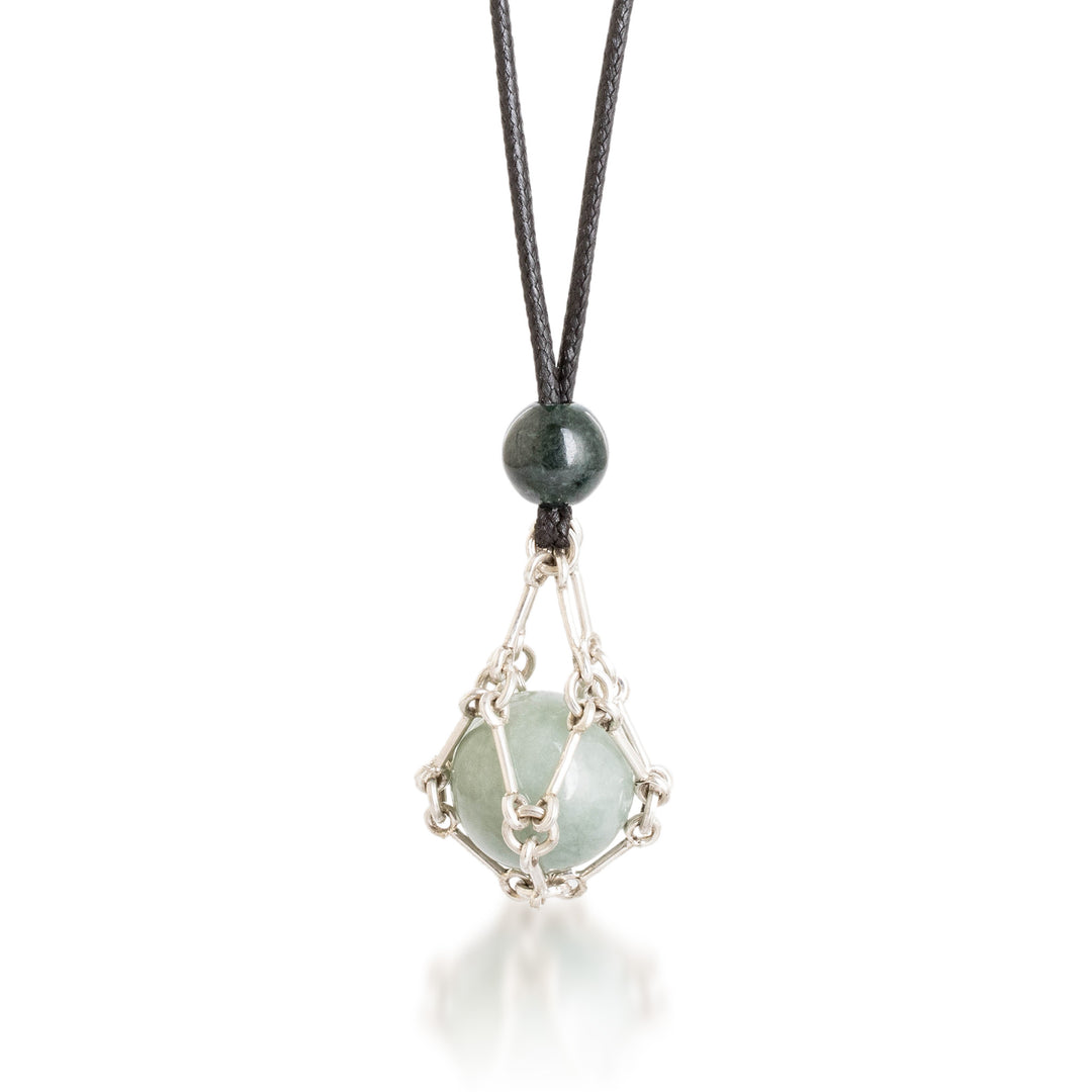Archangel-Themed Harmony Ball Necklace with 3 Jade Gemstones - Celestial Spirits
