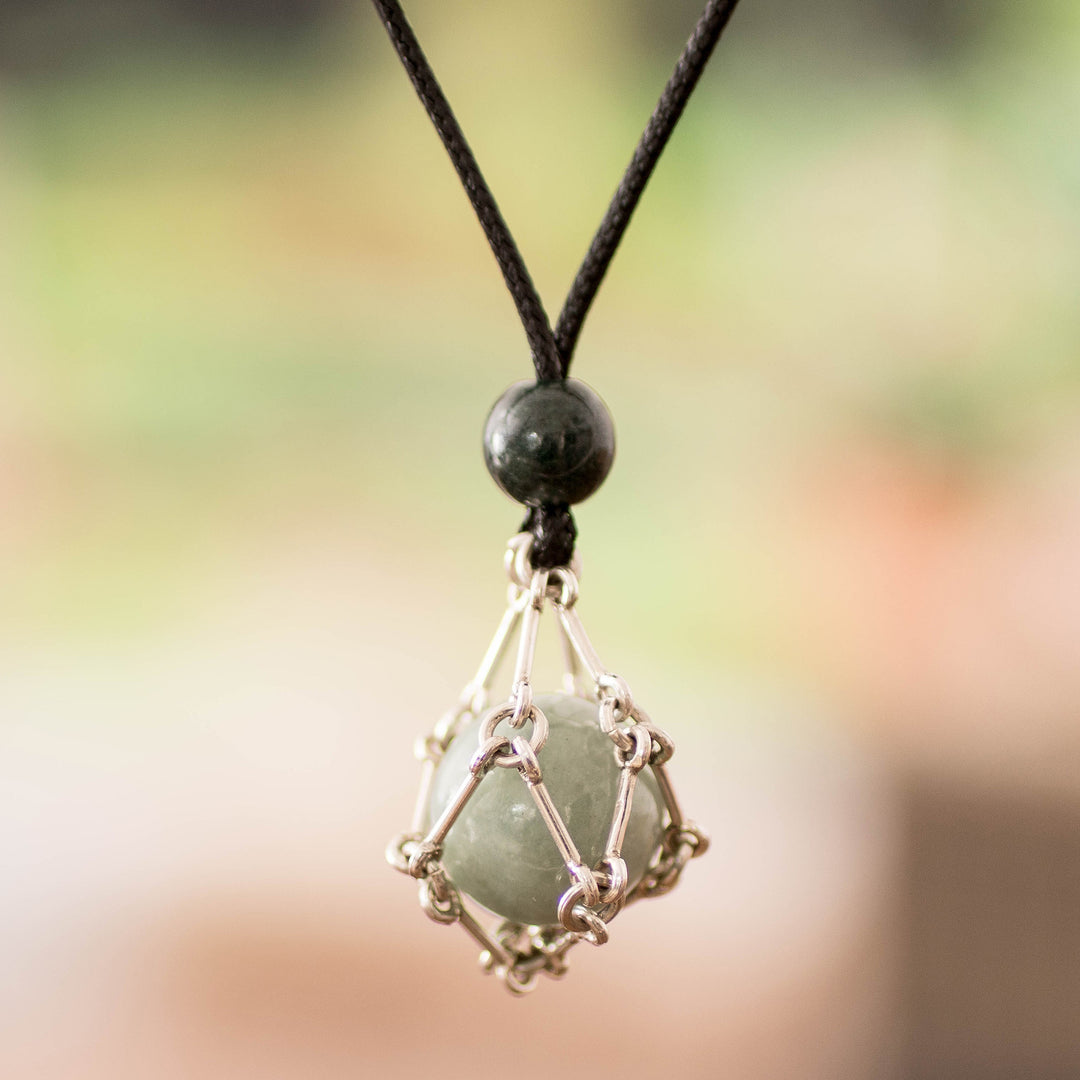 Archangel-Themed Harmony Ball Necklace with 3 Jade Gemstones - Celestial Spirits