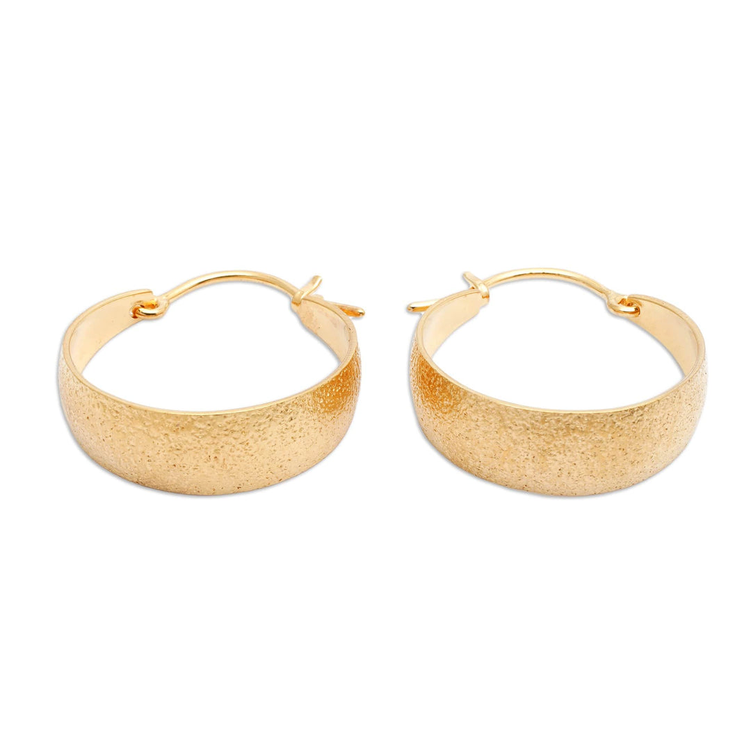 Brushed-Satin 18k Gold-Plated Hoop Earrings Crafted in Bali - Cycle of Glory