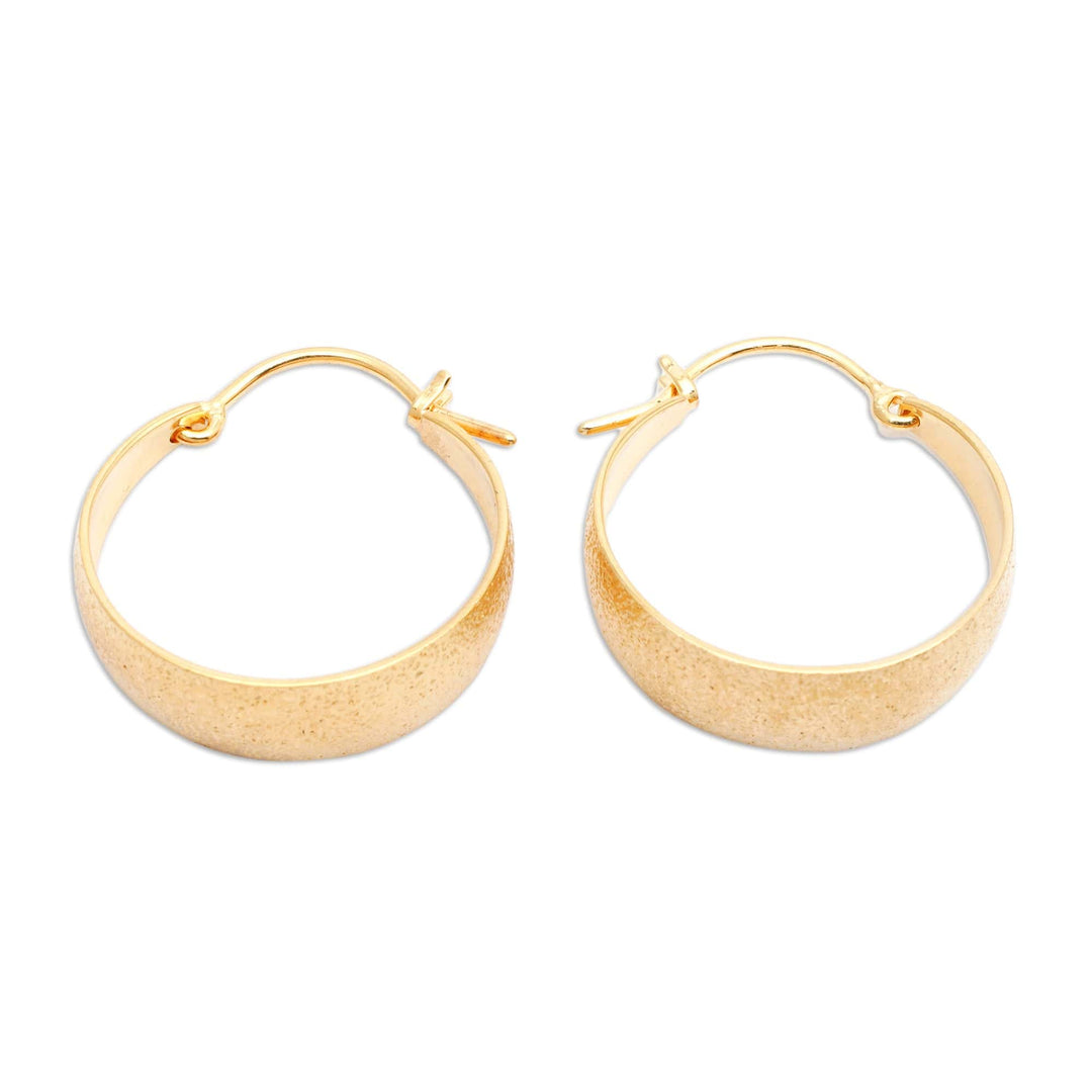 Brushed-Satin 18k Gold-Plated Hoop Earrings Crafted in Bali - Cycle of Glory