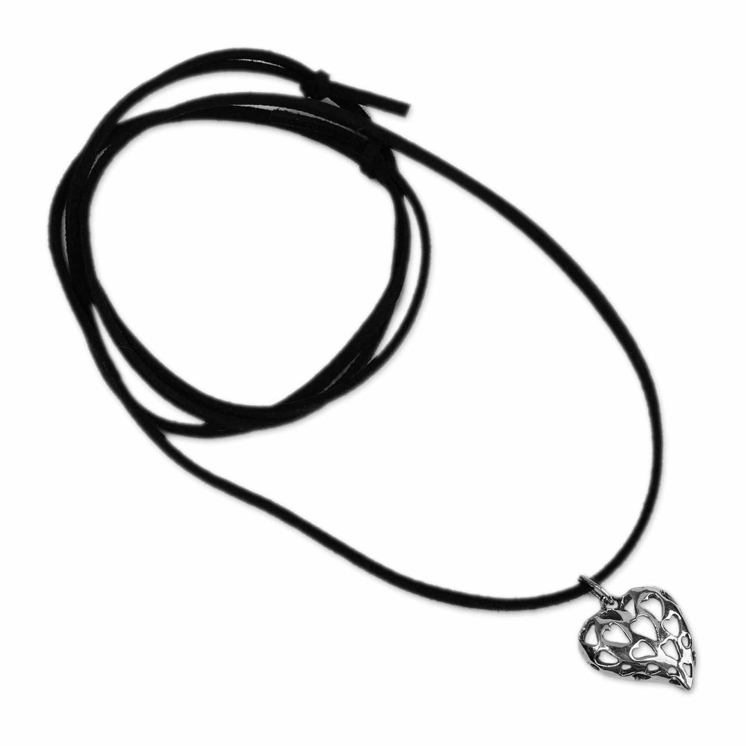 Heart-Shaped High-Polished Sterling Silver Pendant Necklace - Romantic Silhouettes
