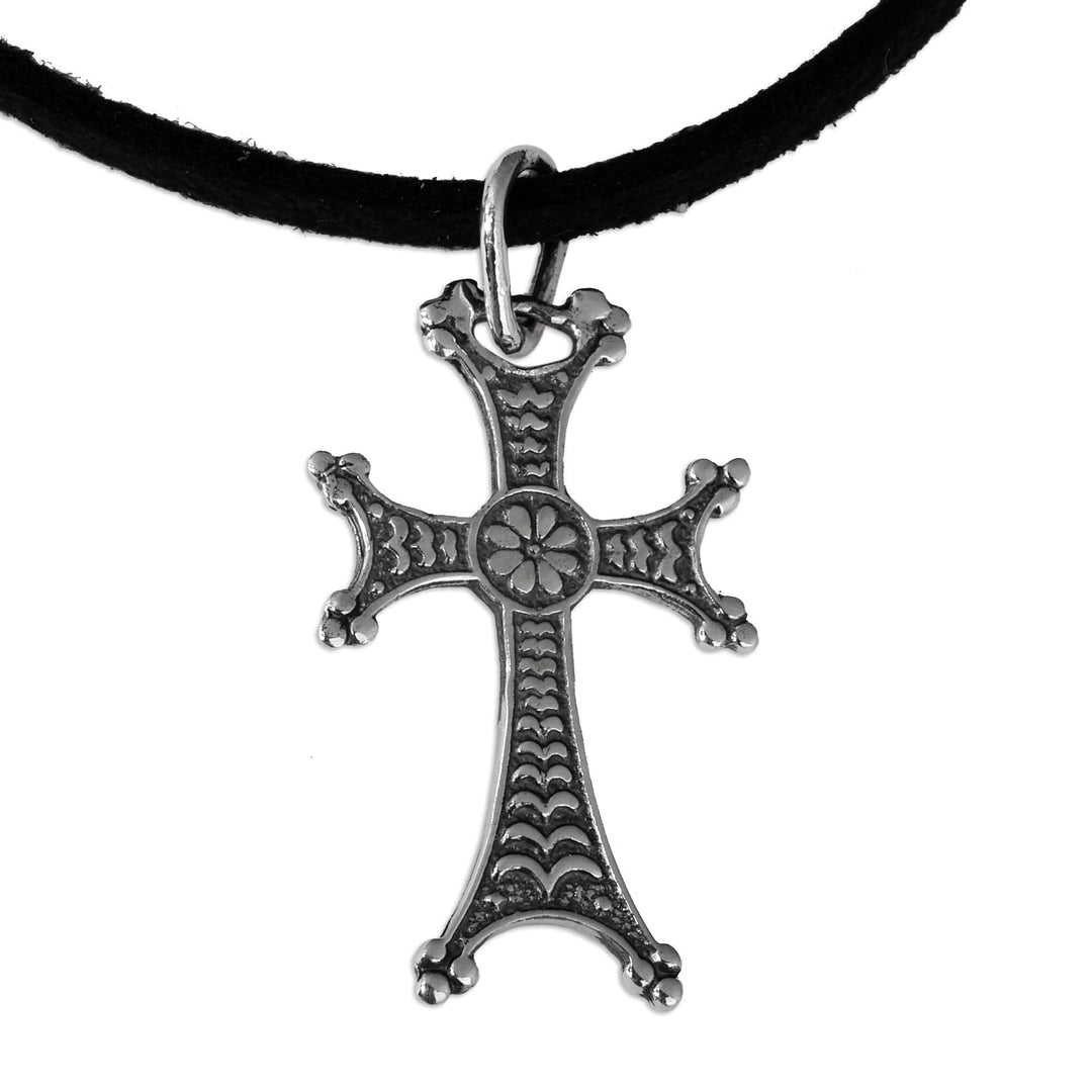 Armenian Oxidized Sterling Silver Cross Pendant Necklace - Faithful Soul