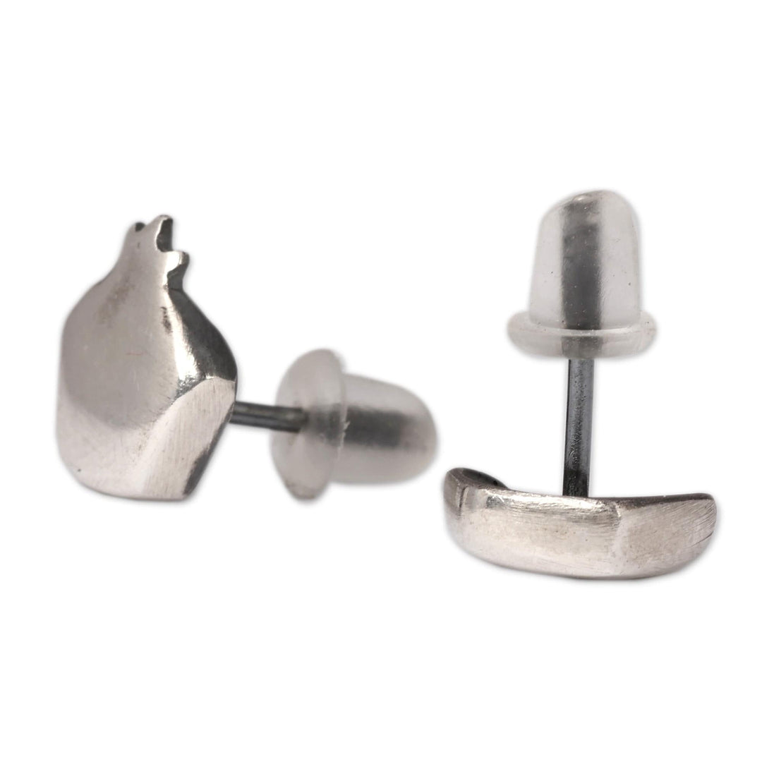 High-Polished Pomegranate Sterling Silver Stud Earrings - Bright Omen