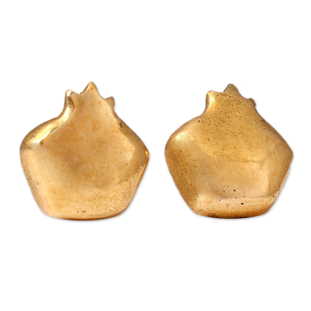 Antiqued Pomegranate Brass Stud Earrings Made in Armenia - Glorious Omen