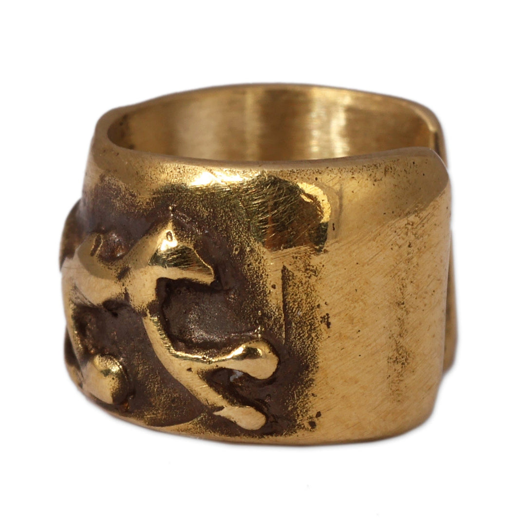 Armenian Handmade Antiqued Brass Leopard-Themed Ear Cuff - Leopard Glory