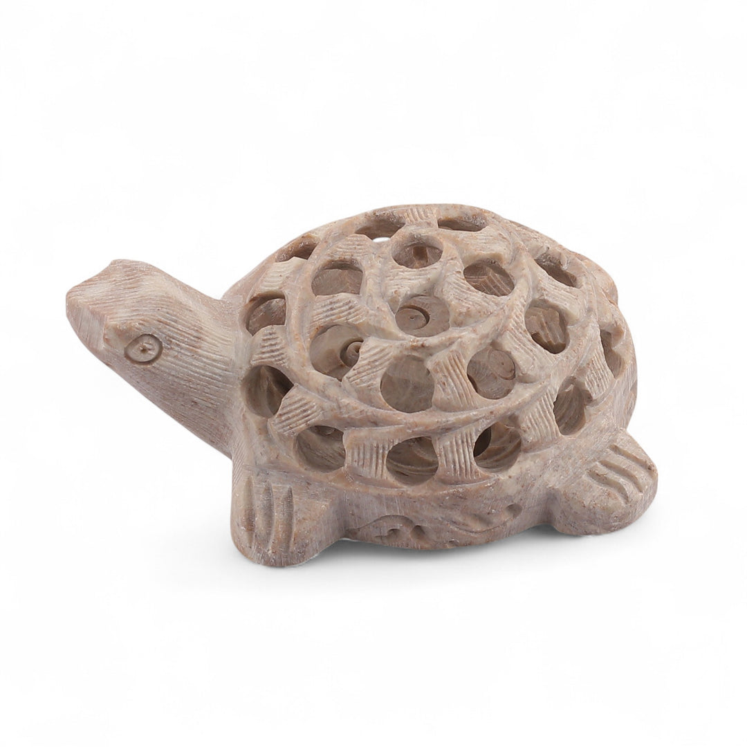 Fair Trade Jali Hand-Carved Turtle Soapstone Figurine - Turtle Tales
