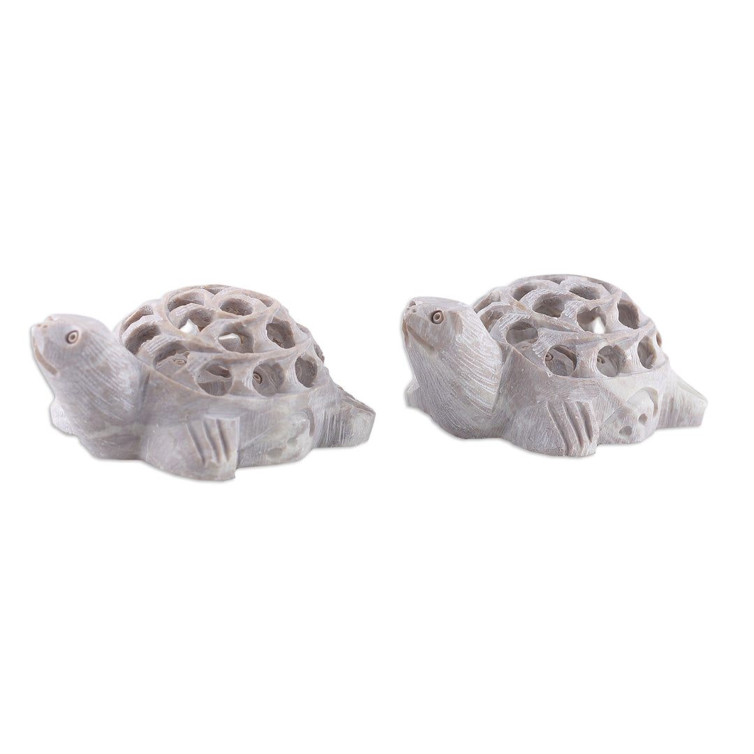 Fair Trade Jali Hand-Carved Turtle Soapstone Figurine - Turtle Tales