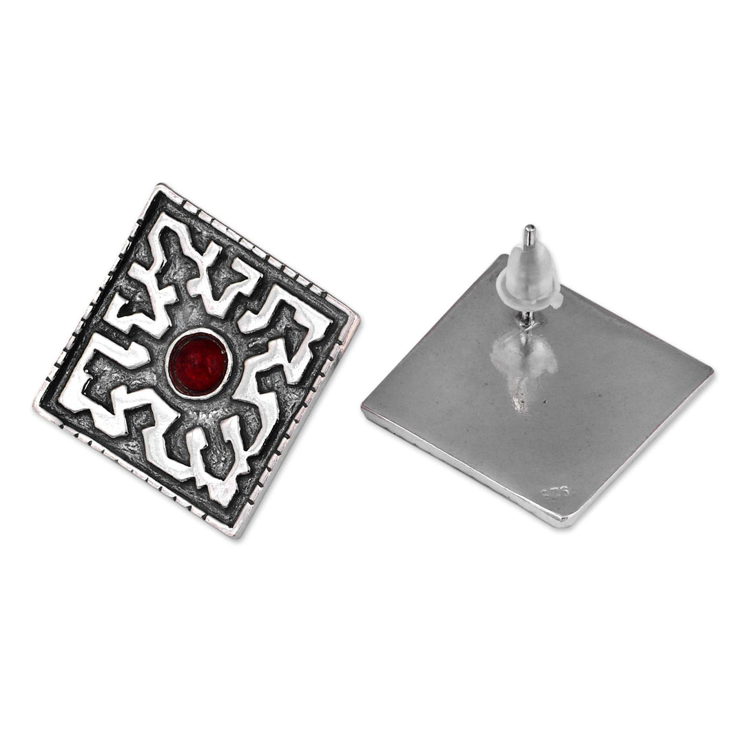 Diamond-Shaped Crystal and Sterling Silver Button Earrings - Kingdom Jewel