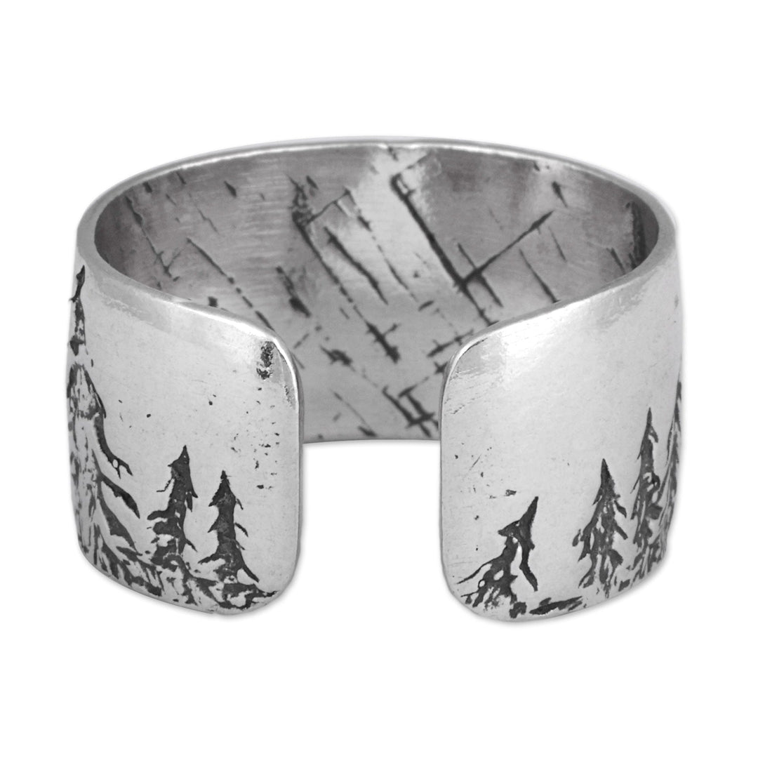 Forest-Themed Armenian Handmade Sterling Silver Wrap Ring - Sylvan Whispers