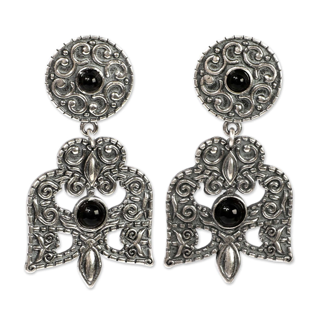 Classic Armenian Sterling Silver and Onyx Dangle Earrings - Midnight Splendor
