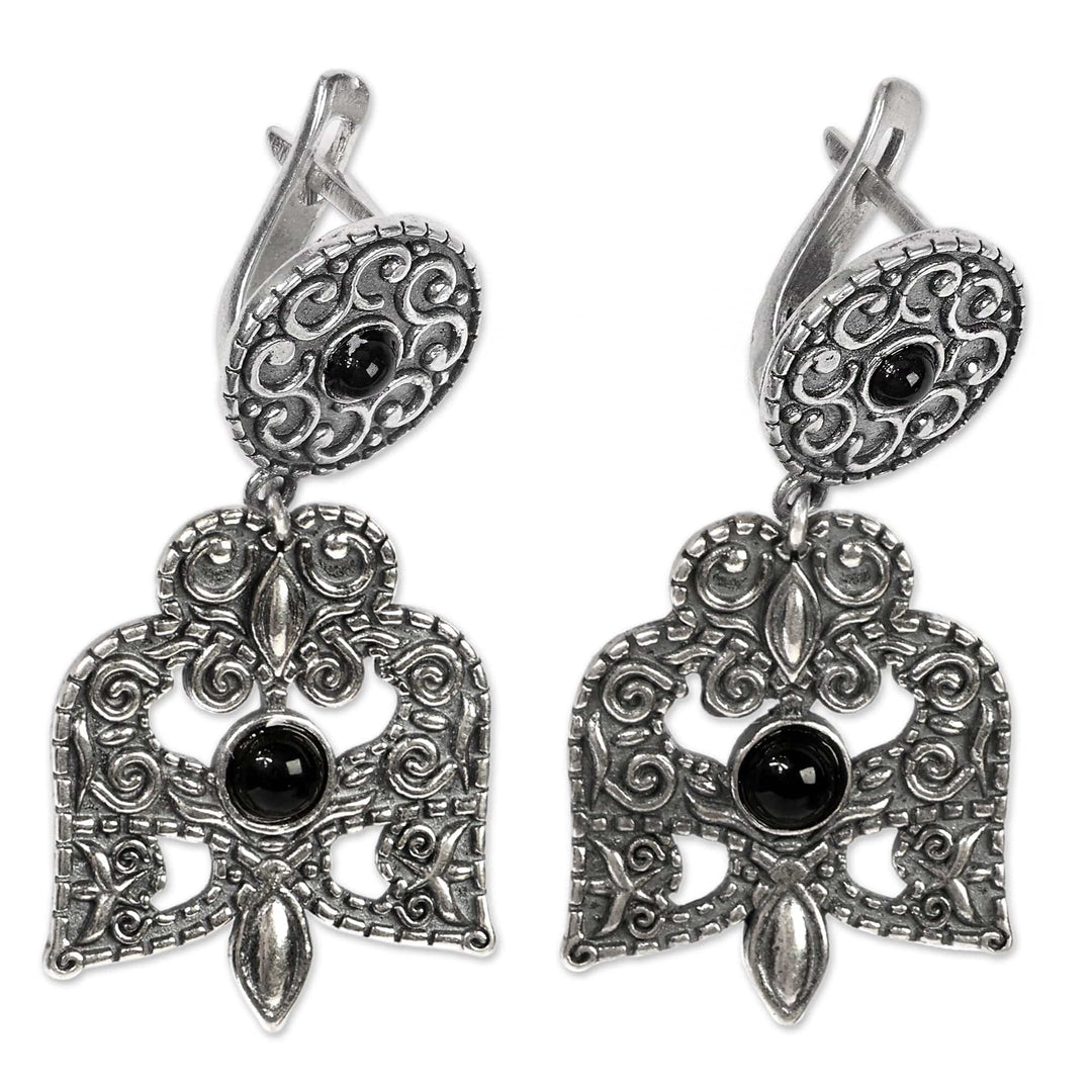Classic Armenian Sterling Silver and Onyx Dangle Earrings - Midnight Splendor