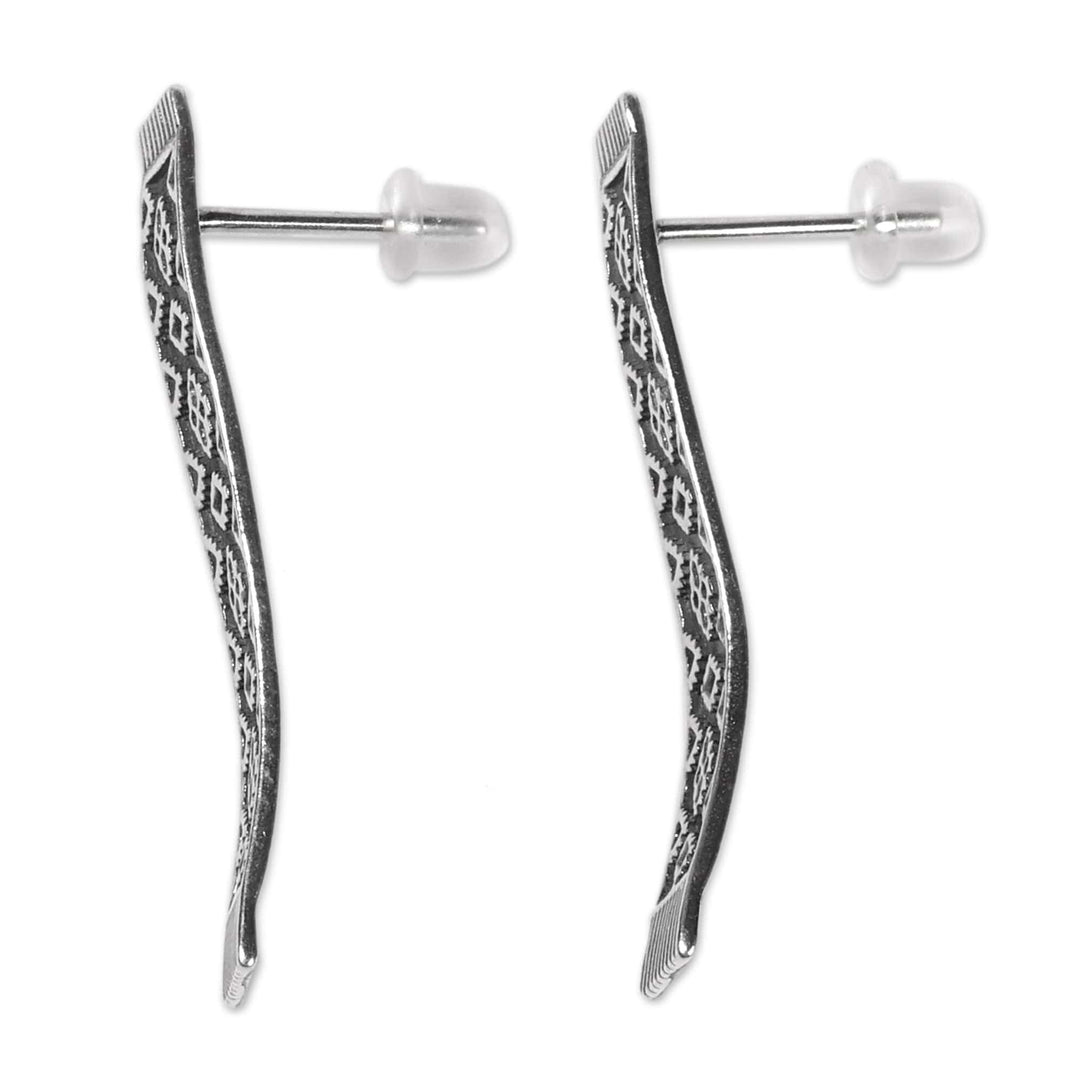 Artisan-Made Armenian-Inspired Sterling Silver Drop Earrings - Immortal Textures