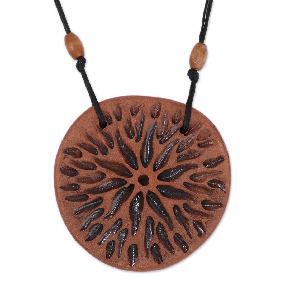 Star-Themed Ceramic Pendant Necklace in Black and Brown Hues - Radiant Universe