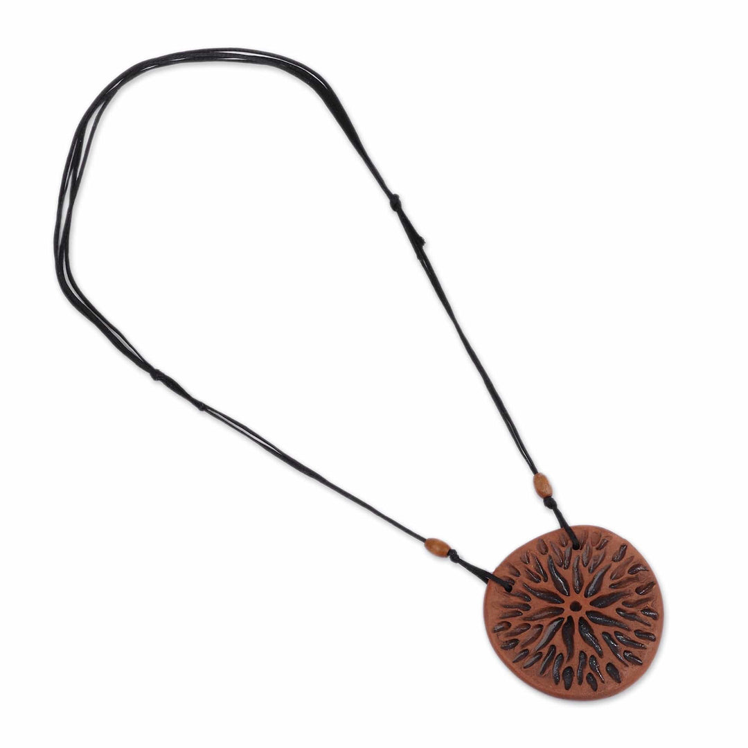Star-Themed Ceramic Pendant Necklace in Black and Brown Hues - Radiant Universe