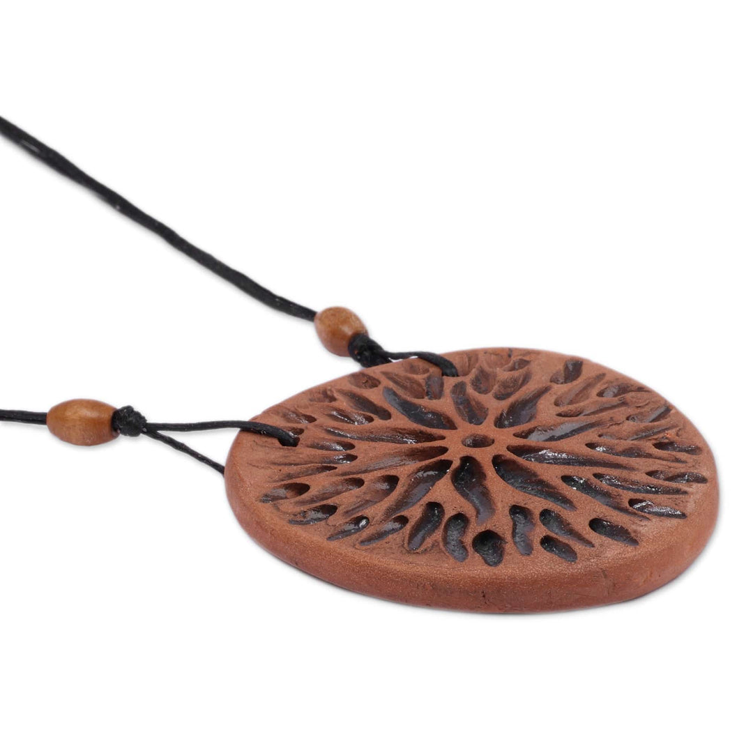 Star-Themed Ceramic Pendant Necklace in Black and Brown Hues - Radiant Universe