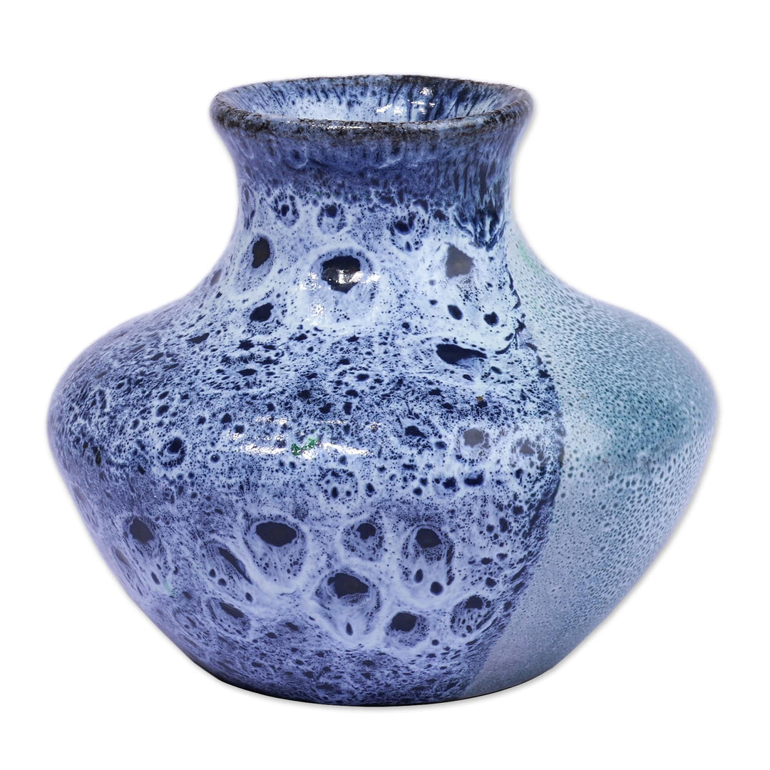 Glazed Abstract-Themed Blue Ceramic Vase Made in Armenia - Armenian Waters