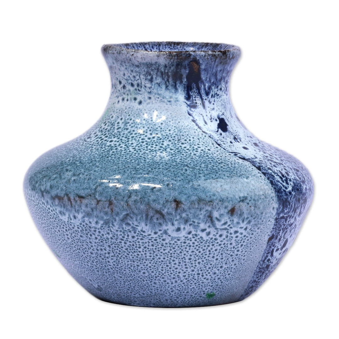 Glazed Abstract-Themed Blue Ceramic Vase Made in Armenia - Armenian Waters