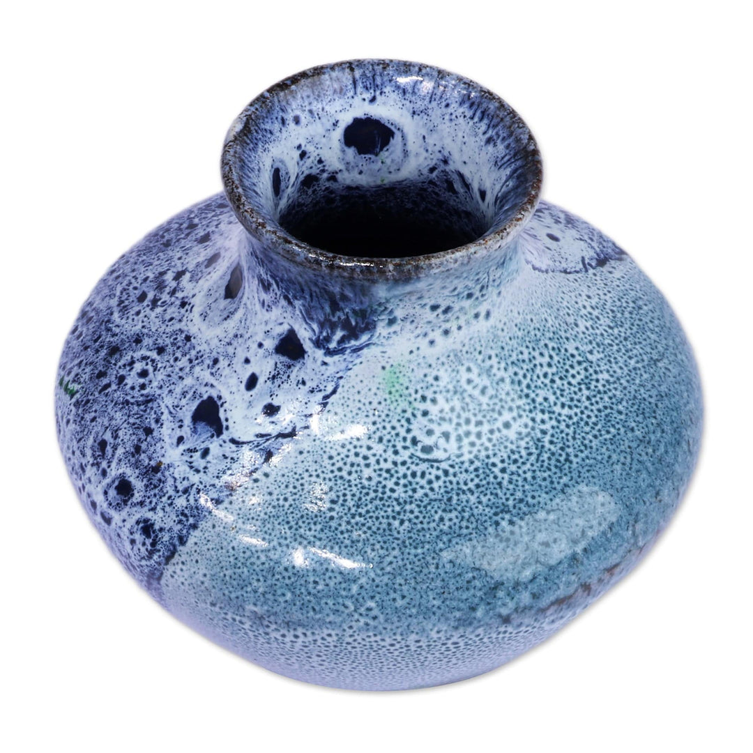 Glazed Abstract-Themed Blue Ceramic Vase Made in Armenia - Armenian Waters