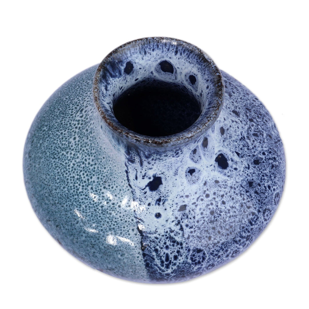 Glazed Abstract-Themed Blue Ceramic Vase Made in Armenia - Armenian Waters