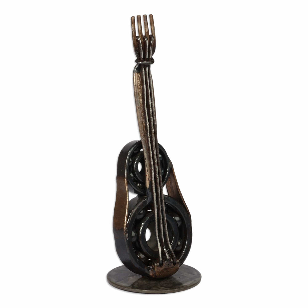 Music-Themed Eco-Friendly Recycled Metal Guitar Sculpture - Symphony of The Steel Guitar