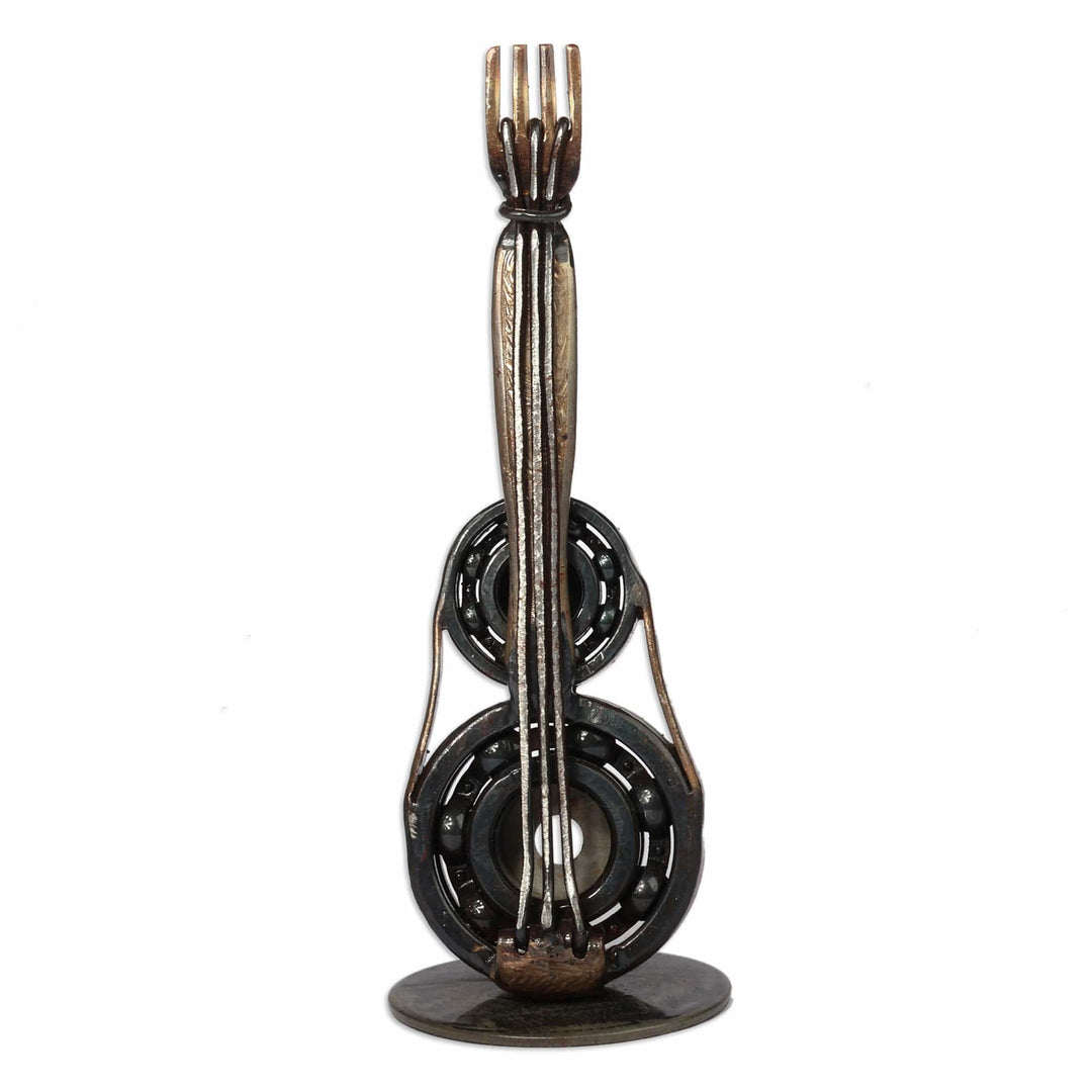 Music-Themed Eco-Friendly Recycled Metal Guitar Sculpture - Symphony of The Steel Guitar
