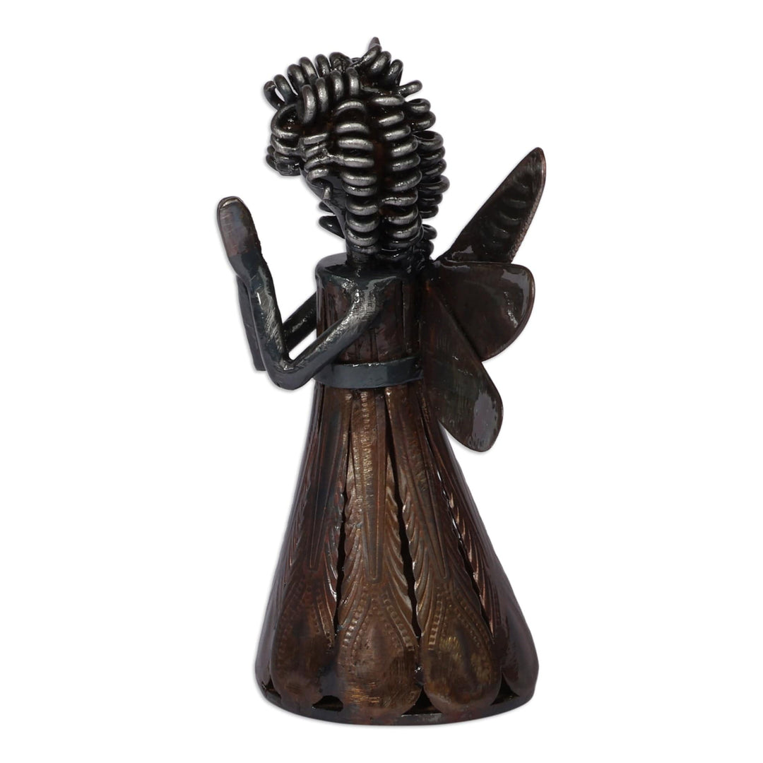 Eco-Friendly Inspirational Recycled Metal Angel Sculpture - Guardian of Grace