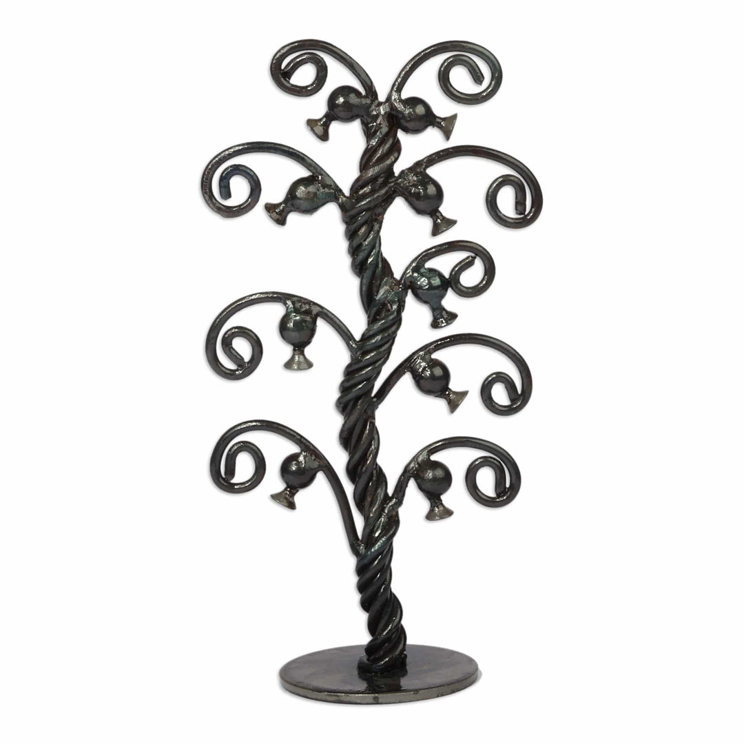 Fair Trade Pomegranate Tree-Themed Recycled Metal Sculpture - Forest of Harmony