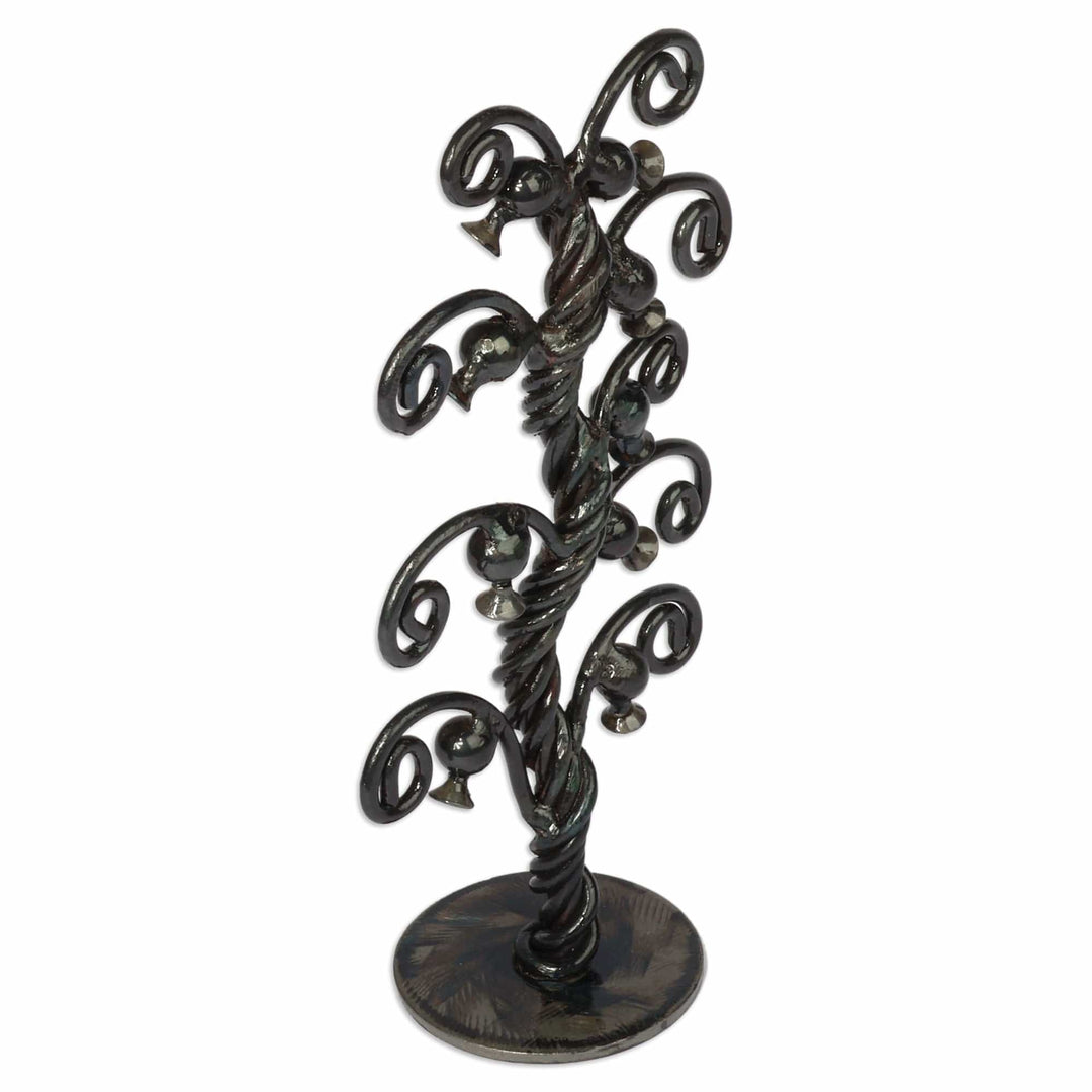 Fair Trade Pomegranate Tree-Themed Recycled Metal Sculpture - Forest of Harmony