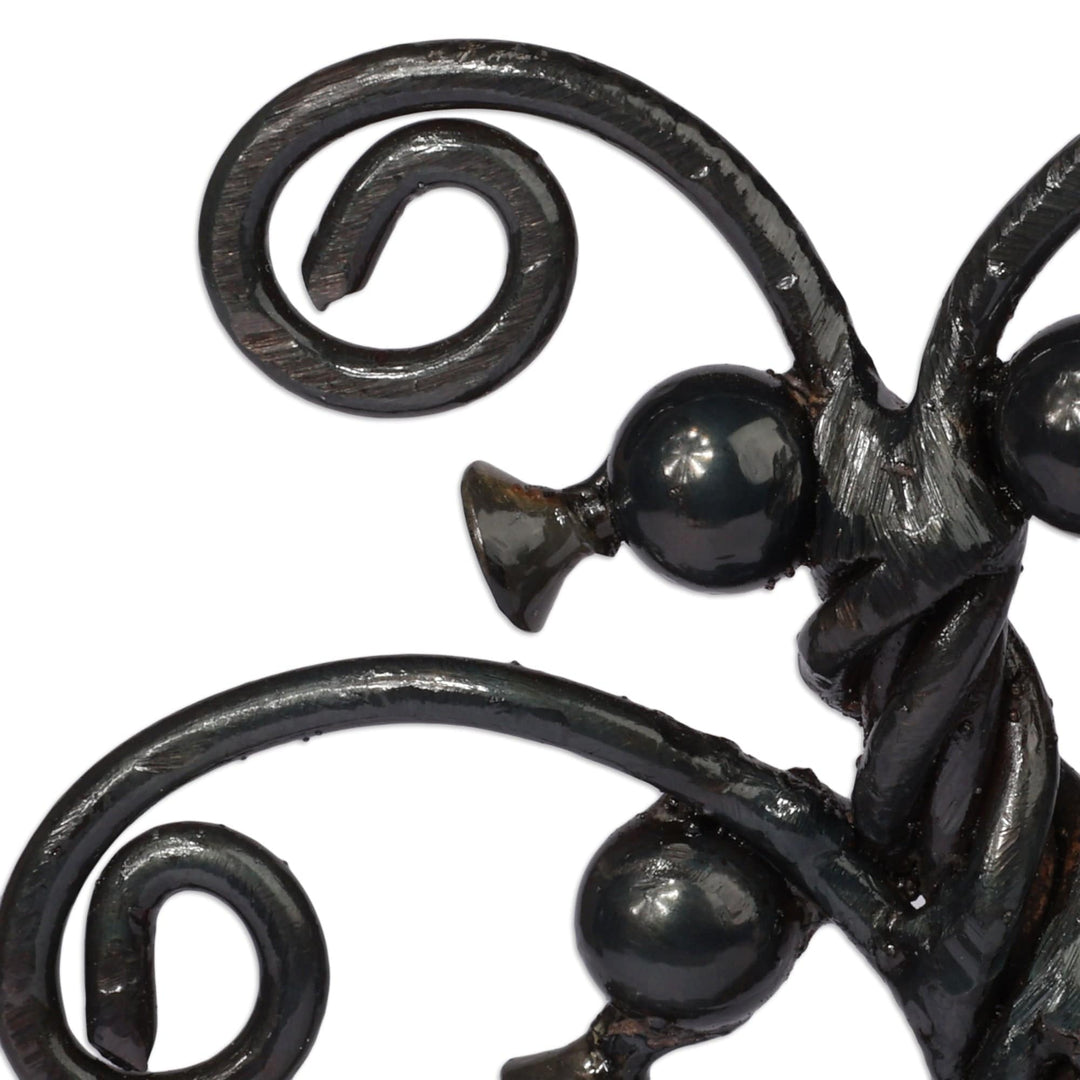 Fair Trade Pomegranate Tree-Themed Recycled Metal Sculpture - Forest of Harmony