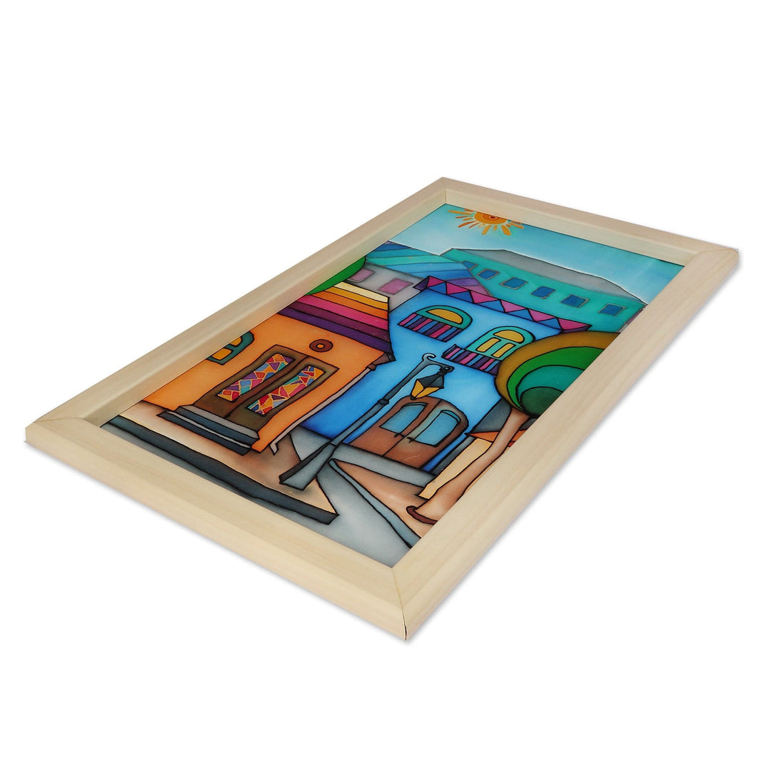Fair Trade Armenian Cityscape Batik Silk Wall Art with Frame - Fairy Tale City