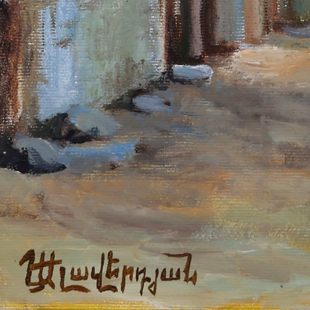 Signed Impressionist Hadrut City Oil on Canvas Painting - Old Quarter of Hadrut I
