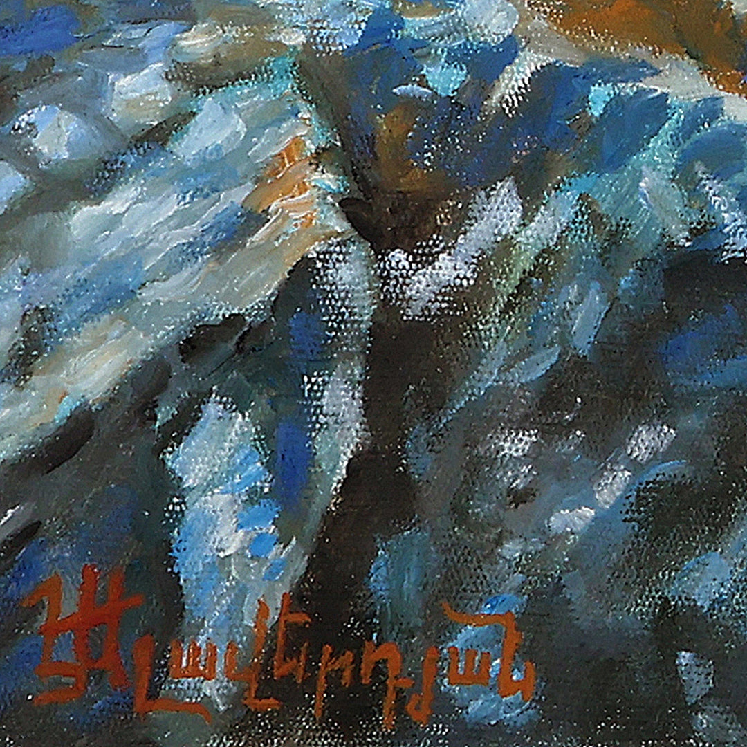 Nature-Themed Mountain Landscape Oil on Canvas Painting - The Mountains