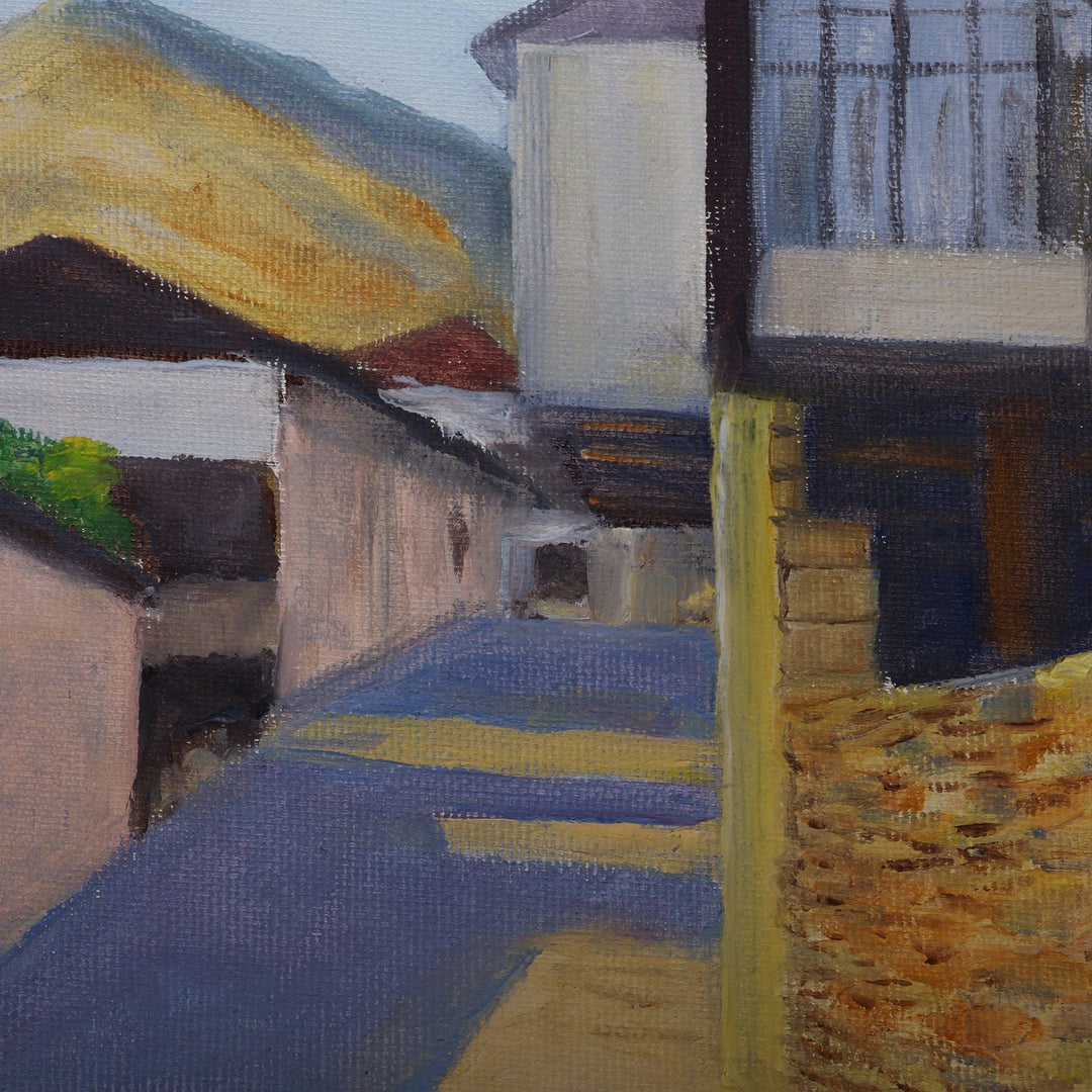 Hadrut City-Themed Impressionist Oil Painting from Armenia - Upper Market of Hadrut Village