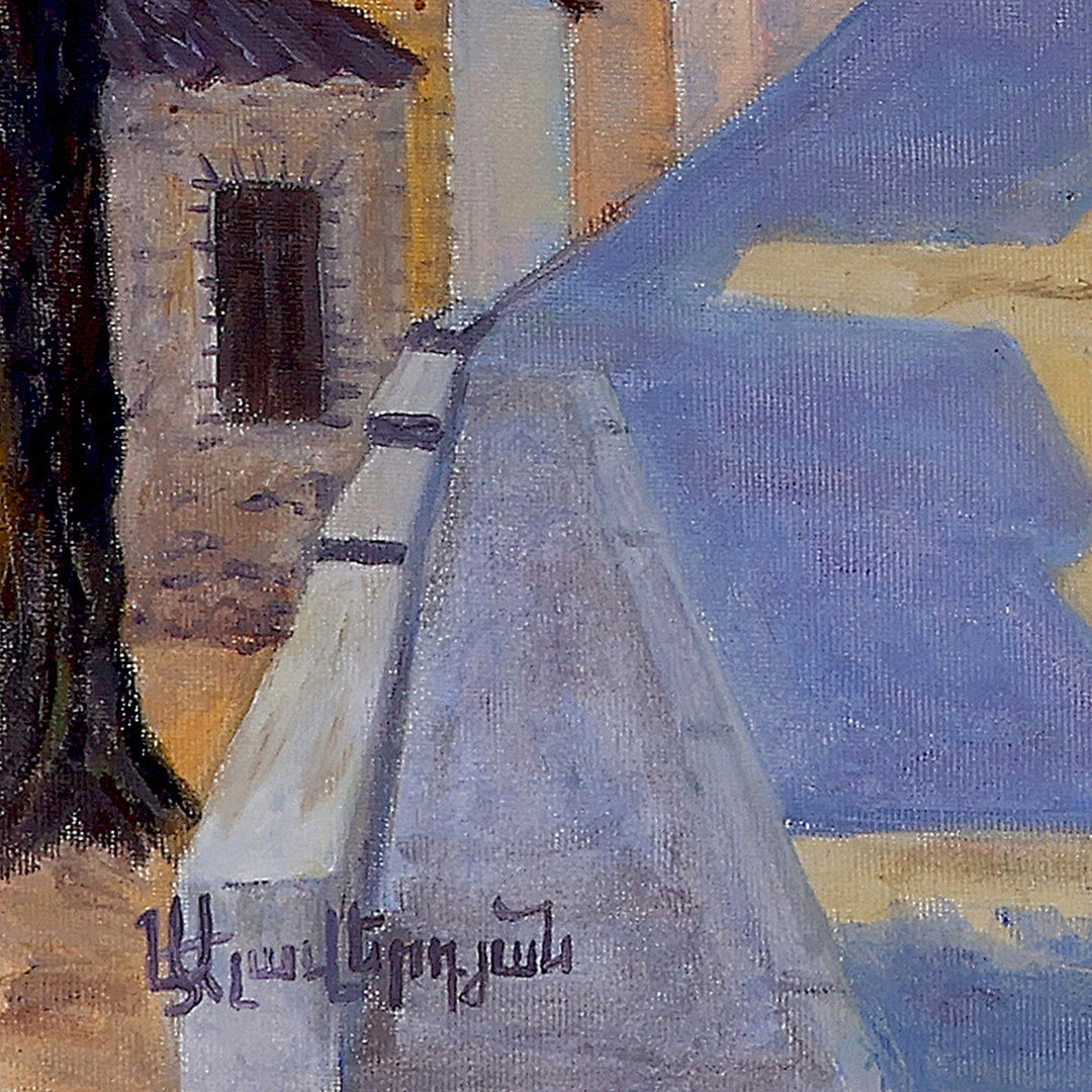 Hadrut City-Themed Impressionist Oil Painting from Armenia - Upper Market of Hadrut Village