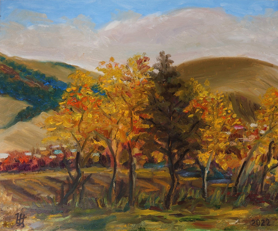 Autumn-Themed Landscape Oil on Canvas Painting from Armenia - Autumn