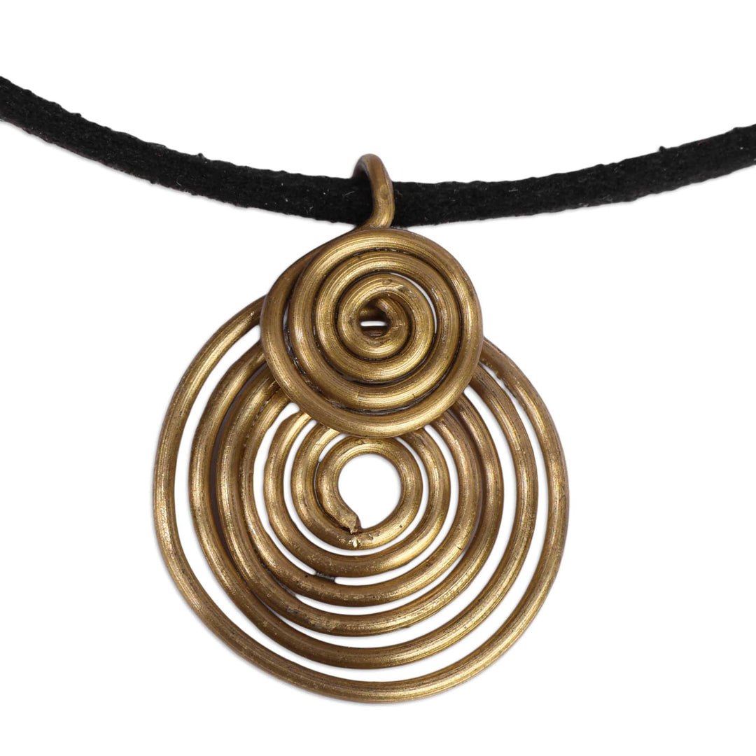 Folk Art Spiral-Themed Pendant Necklace with Antiqued Finish - Sublime Spirals