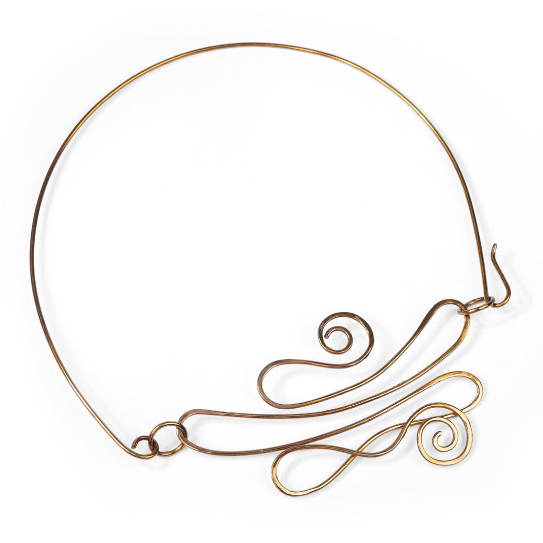 Modern Abstract Musical Note-Themed Brass Choker Necklace - Melody Spiral