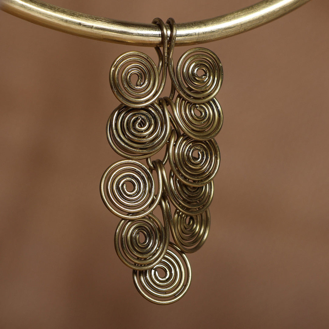 Brass Pendant Necklace with Classic Armenian Spiral Motif - Spiral Embrace