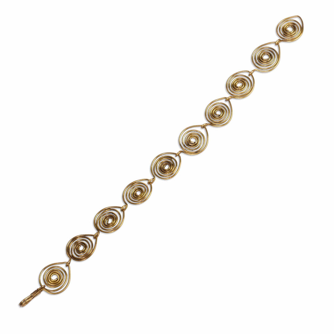 Antiqued Brass Spiral Link Bracelet Handcrafted in Armenia - Spiral Splendor