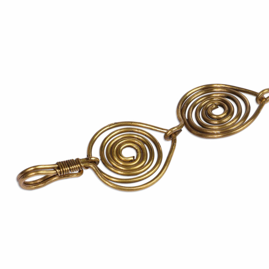 Antiqued Brass Spiral Link Bracelet Handcrafted in Armenia - Spiral Splendor