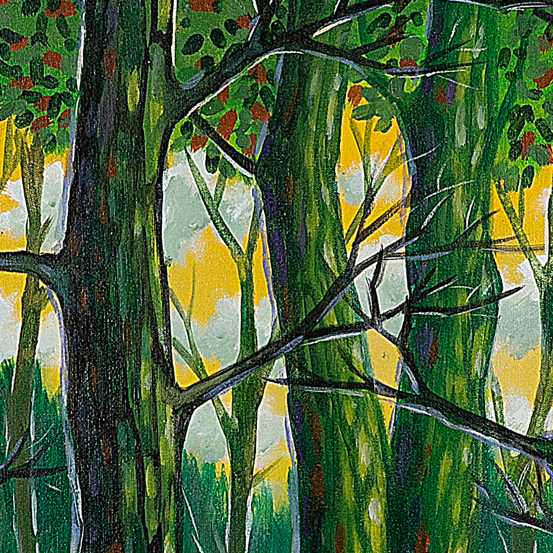 Inspirational Green Forest-Themed Acrylic on Canvas Painting - Hope in The Future