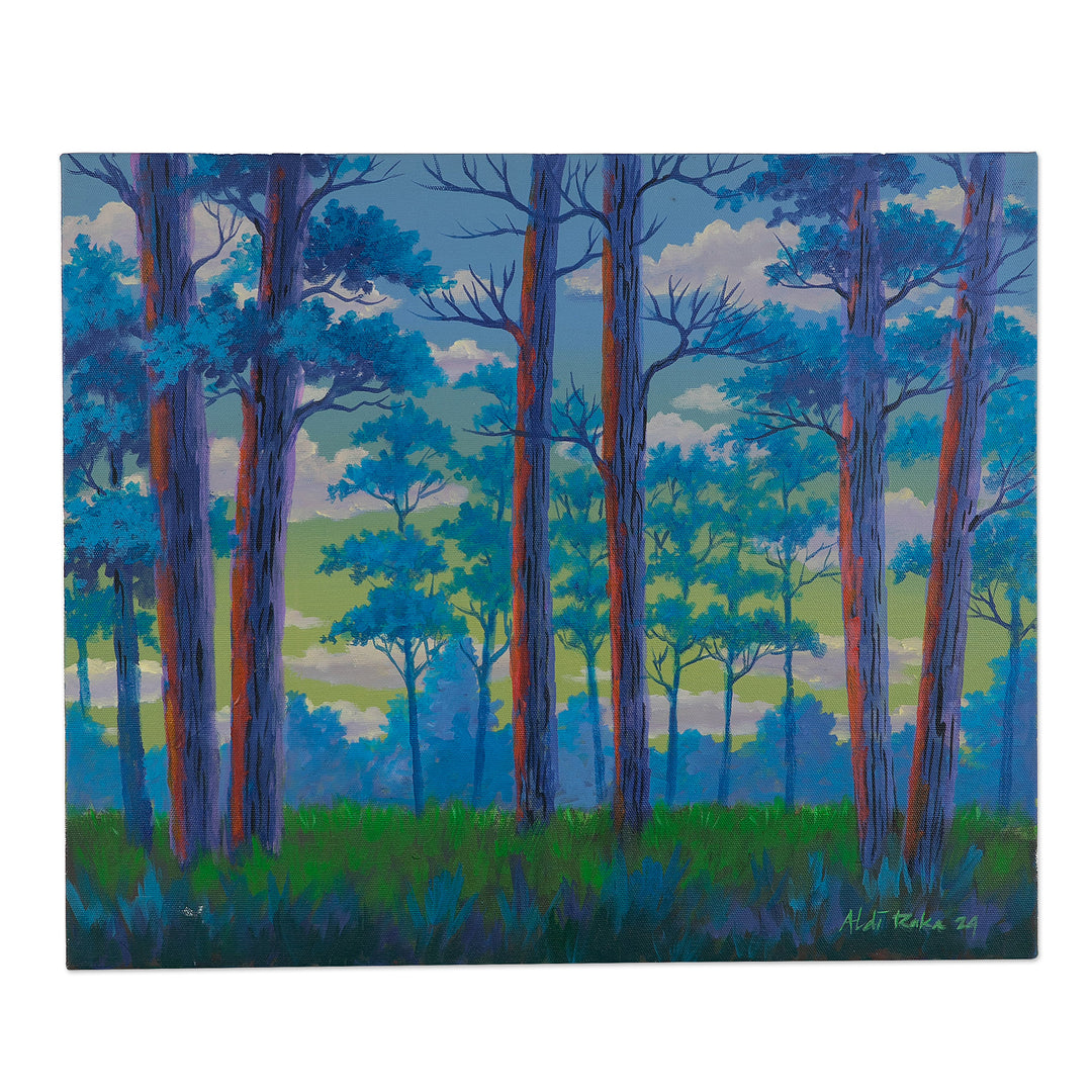 Nature-Themed Signed Impressionist Acrylic Forest Painting - What You Give You Will Receive