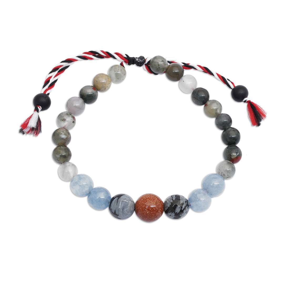Men’s Yoga Tridatu Multi-Gemstone Beaded Pendant Bracelet - Tridatu Equilibrium