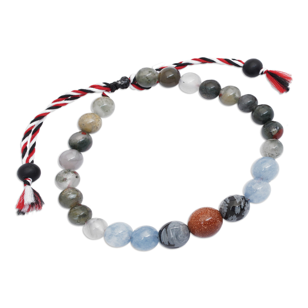 Men’s Yoga Tridatu Multi-Gemstone Beaded Pendant Bracelet - Tridatu Equilibrium