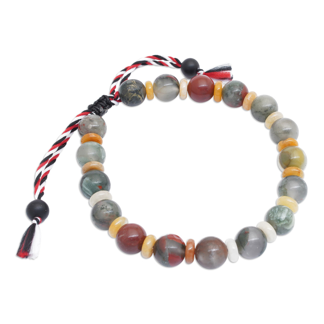 Men's Bloodstone and Onyx Yoga Tridatu Wristband Bracelet - Tridatu Unity