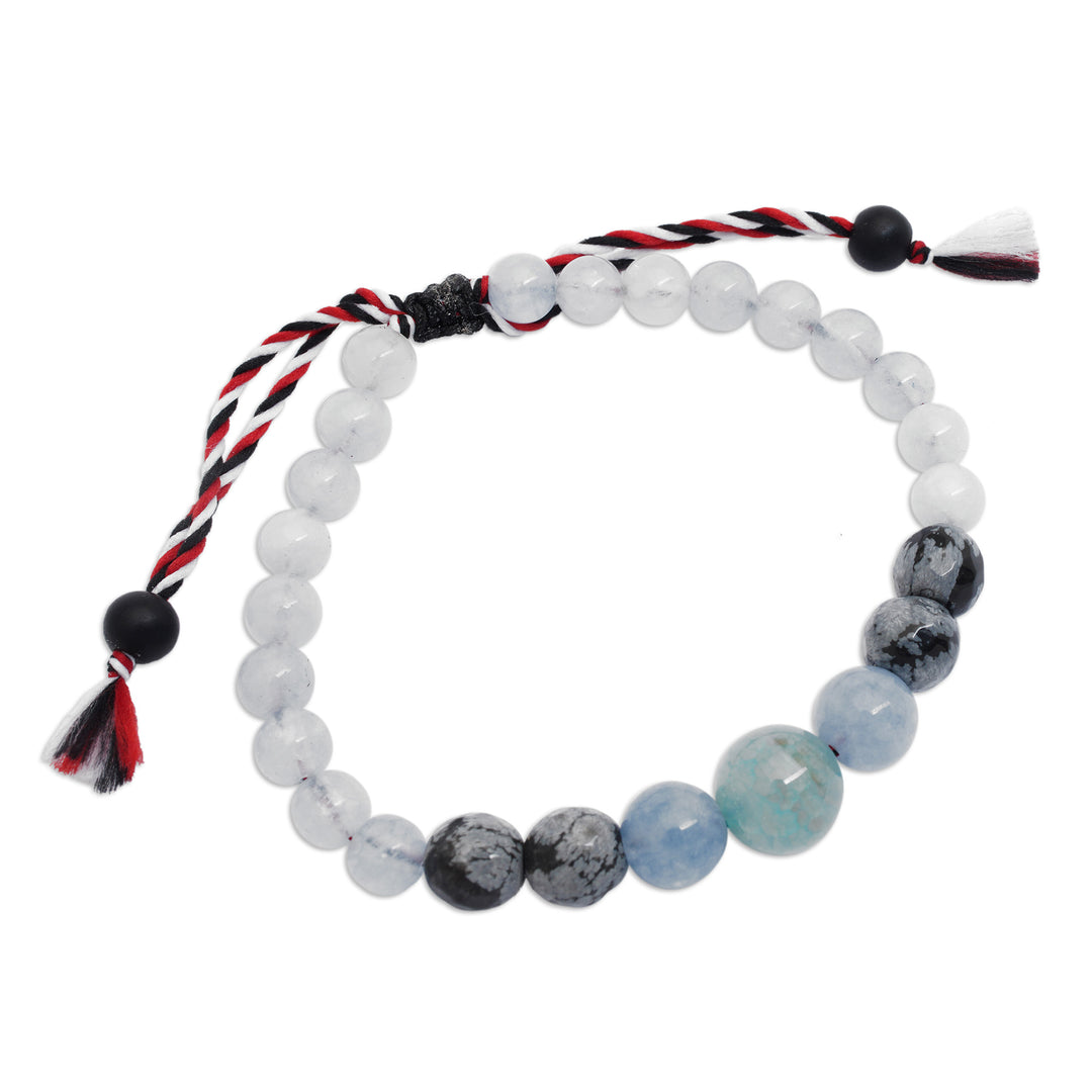 Aquamarine Obsidian Onyx Yoga Tridatu Men's Pendant Bracelet - Tridatu Peace