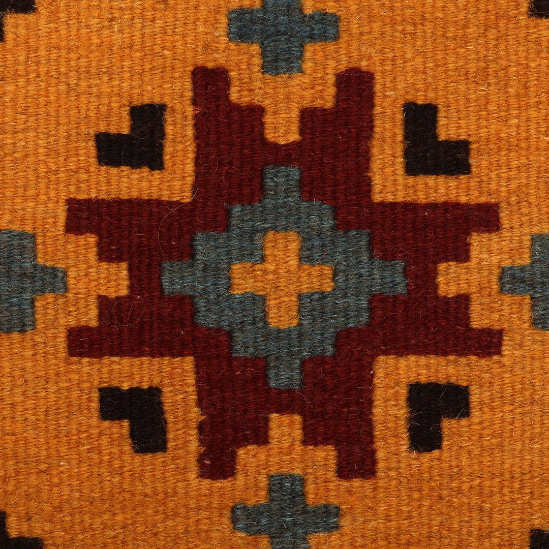 Woven Yellow Wool and Cotton Blend Wall Hanging from Armenia - Evening Cross
