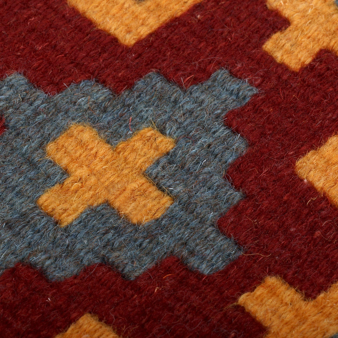 Woven Yellow Wool and Cotton Blend Wall Hanging from Armenia - Evening Cross