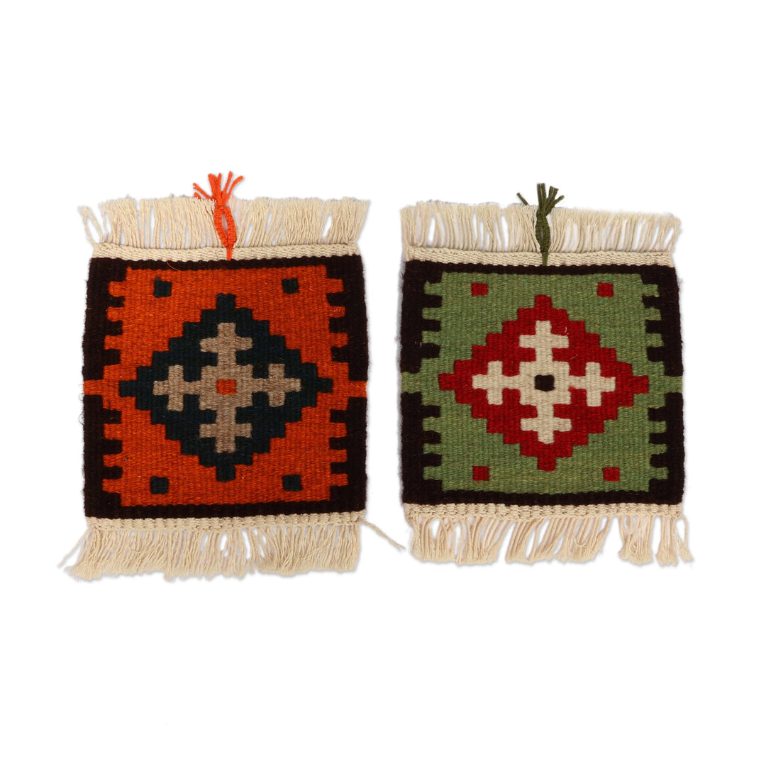 Folk Art Orange and Green 2-Piece Cross Wall Hanging Set - Autumn & Spring