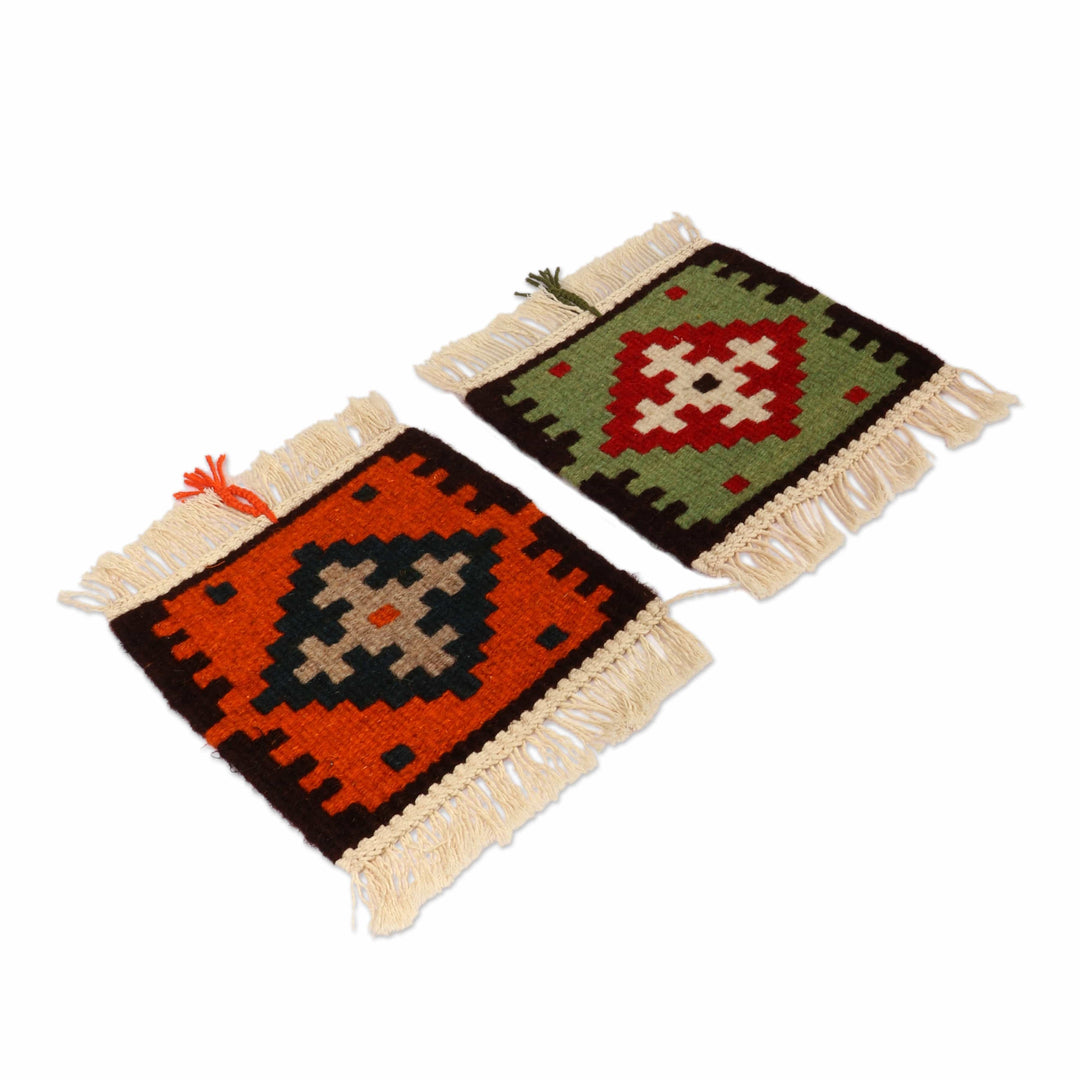 Folk Art Orange and Green 2-Piece Cross Wall Hanging Set - Autumn & Spring